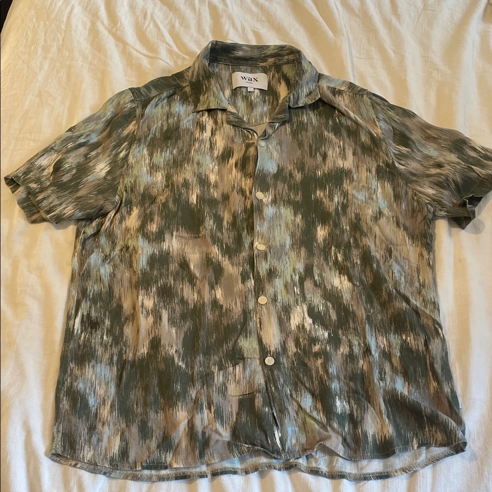 Wax London Men's Casual Green Pattern Shirt